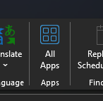 Classic Outlook ribbon showing the All Apps menu item