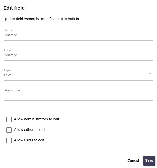 Signature 365 Edit field dialog showing permissions to grant editing access